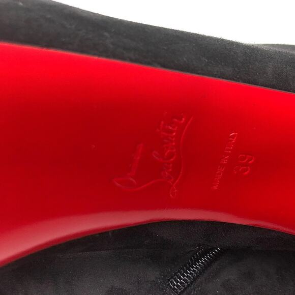 Christian Louboutin Movida 130 Platform Zip Black Suede Booty 39 - Picture 8 of 8